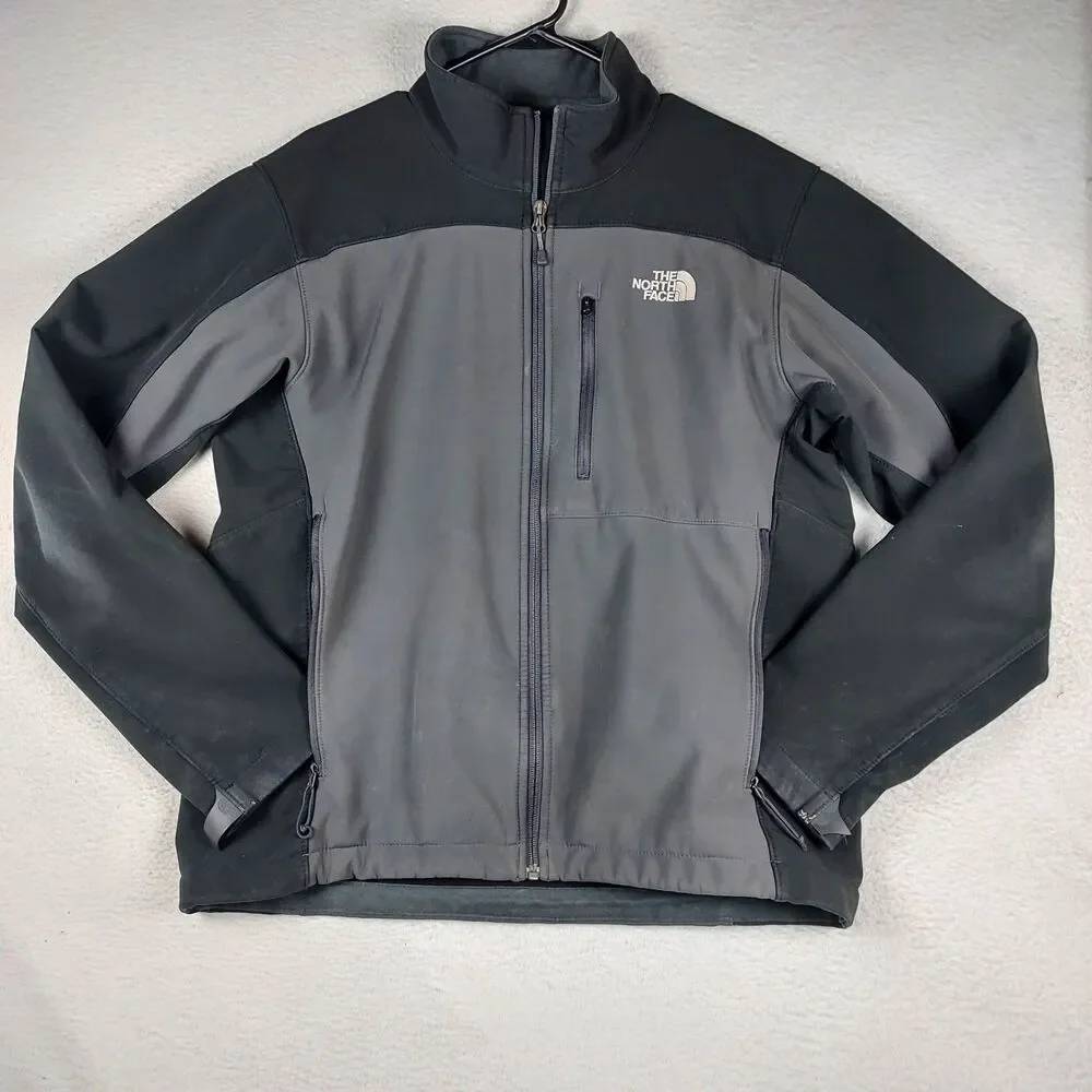 The North Face Apex Soft Shell Jacket Mens Medium Black Gray Full Zip